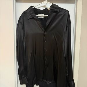 Chic Black Satin Blouse